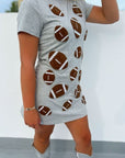 Grey Terry Football Patch T-Shirt Dress