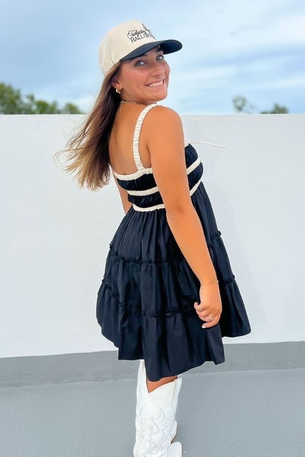Playing Time Black Contrast Mini Dress