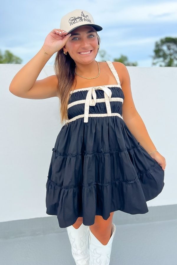 Playing Time Black Contrast Mini Dress