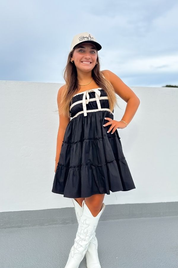 Playing Time Black Contrast Mini Dress