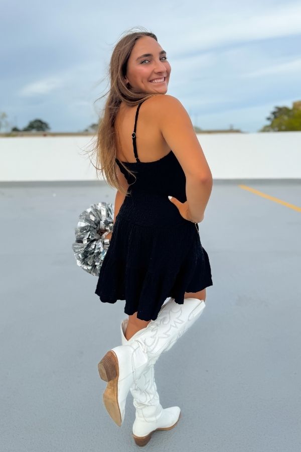 First Down Black Tiered Babydoll Mini Dress
