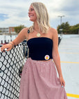 Black Ribbed Fold Over Tube Top