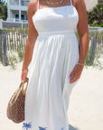 MINKPINK White & Blue Isadora Embroidered Midi Dress