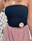 Black Ribbed Fold Over Tube Top