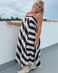 Goal Line Black Striped Maxi Dress