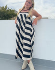 Goal Line Black Striped Maxi Dress
