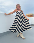 Goal Line Black Striped Maxi Dress