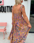 Meadow Blooms Mauve Floral Midi Dress