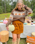 Chocolate Jacquard Pumpkin Sweater
