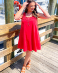 Dockside Red Button Up Smock Dress