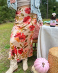 Wildflower Waltz Floral Printed Midi Slip Skirt