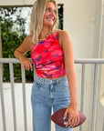 Tell Me About It Floral One Shoulder Rushed Crop Top