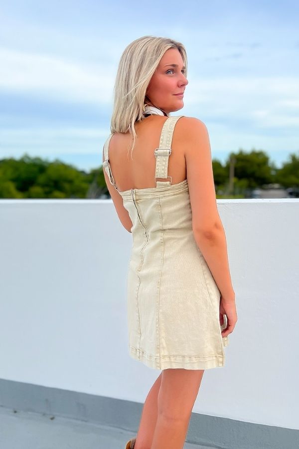 Studded Denim Western Buckle Mini Dress