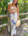 Free People Days End Printed Linen Pull-On Pants