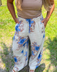 Free People Days End Printed Linen Pull-On Pants