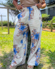 Free People Days End Printed Linen Pull-On Pants