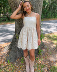 In Full Bloom Cream Floral Mini Dress