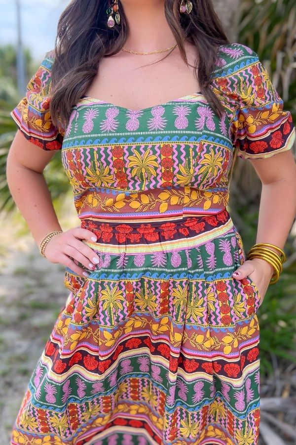 Truly Tropical Puff Sleeve Crop Top