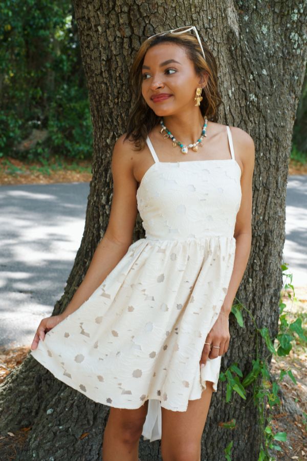 In Full Bloom Cream Floral Mini Dress