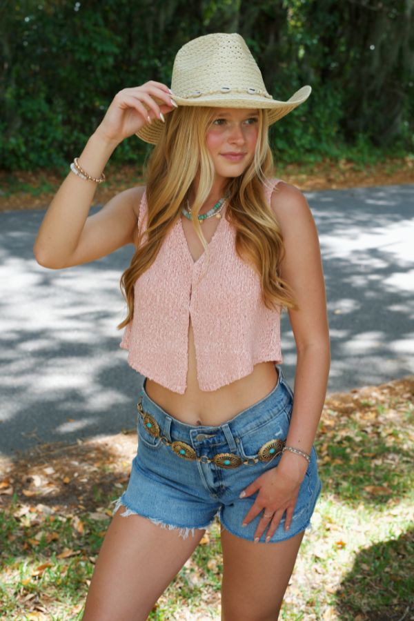 Leia Light Pink Knit Tank