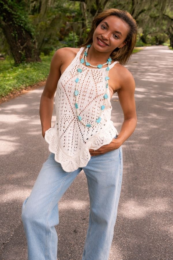 Free People Ivory Sea Song Tank