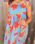 THML Tie Strap Flower Print Maxi Dress