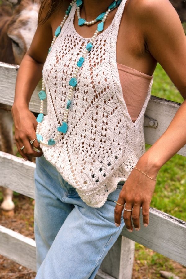 Free People Ivory Sea Song Tank