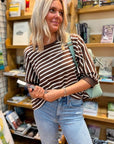 Study Hall Brown Striped Oversized Tee