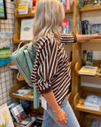 Study Hall Brown Striped Oversized Tee