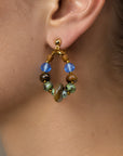 Fall earrings with agate and turquoise beads, Unique fall statement beaded earrings
