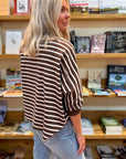 Study Hall Brown Striped Oversized Tee