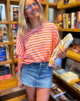 Study Hall Pink Striped Oversized Tee