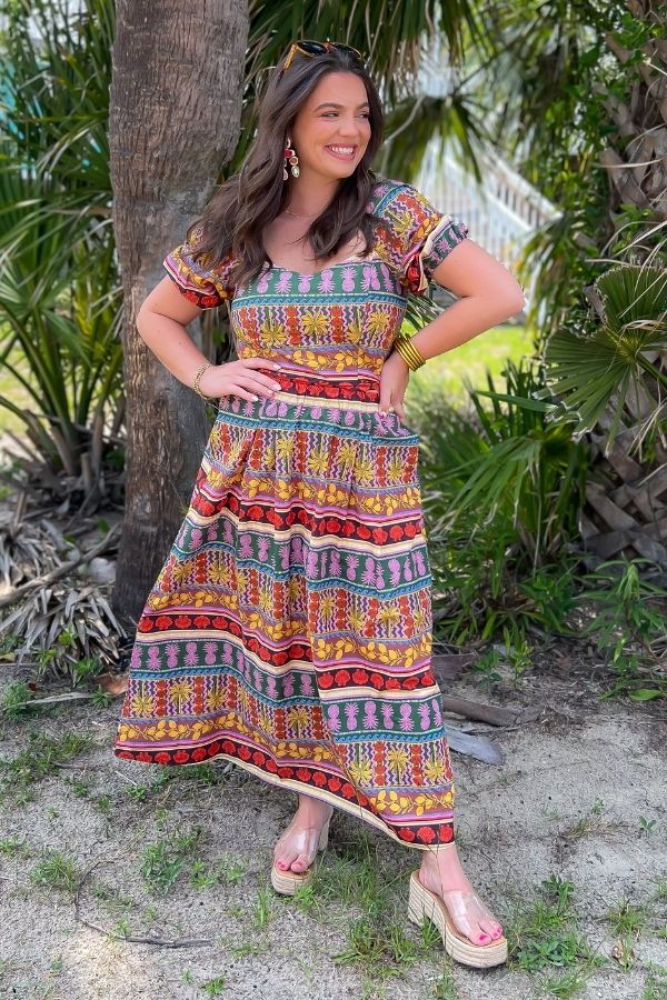Truly Tropical Printed Midi Skirt