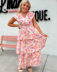 I'm Blushing Pink Floral Tiered Maxi Dress