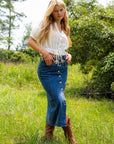Bethany Dark Wash Button Down Denim Skirt