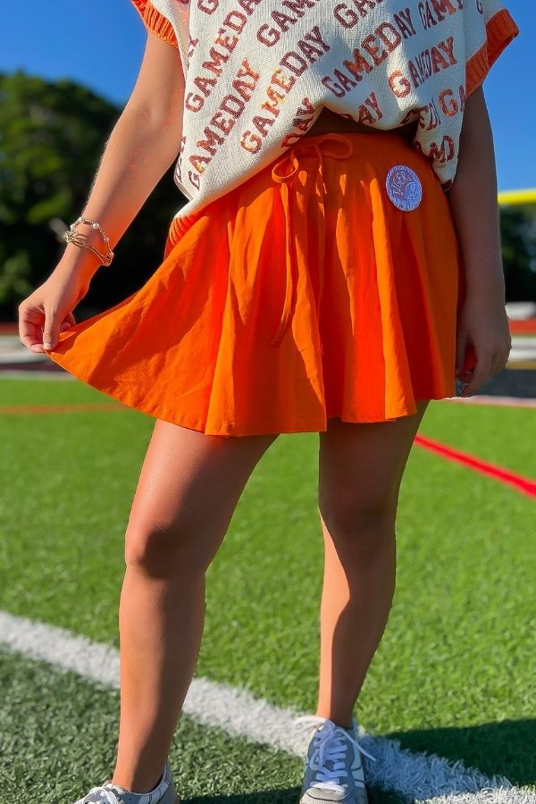 Stadium Days Orange Flowy Skort