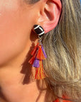Gameday Orange & Purple Football Earrings