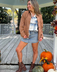 Vintage Camel Twill Utility Jacket