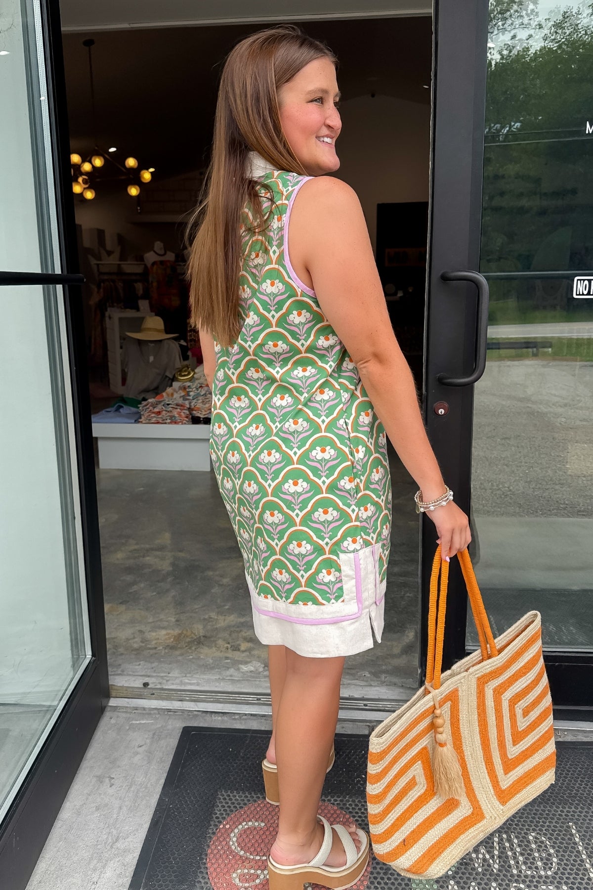 Vintage Green Floral Shift Mini Dress