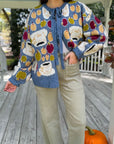 Apple A Day Blue Tie Front Cardigan