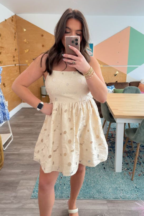 In Full Bloom Cream Floral Mini Dress