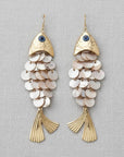 Ivory Fish Shell Tassel Earrings