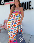 Show Me Your Mumu Rainbow Reef Skylar Maxi Dress with colorful tropical fish print, perfect for summer beachwear and vacation style.