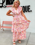 I'm Blushing Pink Floral Tiered Maxi Dress
