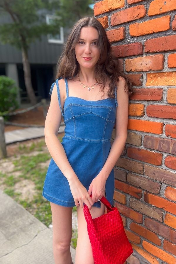 Emmy Tie Strap Denim Mini Dress