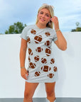 Grey Terry Football Patch T-Shirt Dress
