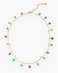 All Mine Colorful Heart Charm Necklace featuring multicolor cubic zirconia heart charms on a triple-plated 14k gold chain. A vibrant statement piece.