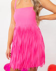 Always Having Fun Rima Pink Fringe Dress-Dresses-Blue B-L. Mae Boutique & Wild Mabel Clothing