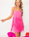 Always Having Fun Rima Pink Fringe Dress-Dresses-Blue B-L. Mae Boutique & Wild Mabel Clothing