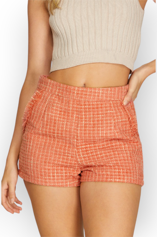 Back to Business Orange Tweed Shorts-She + Sky-L. Mae Boutique